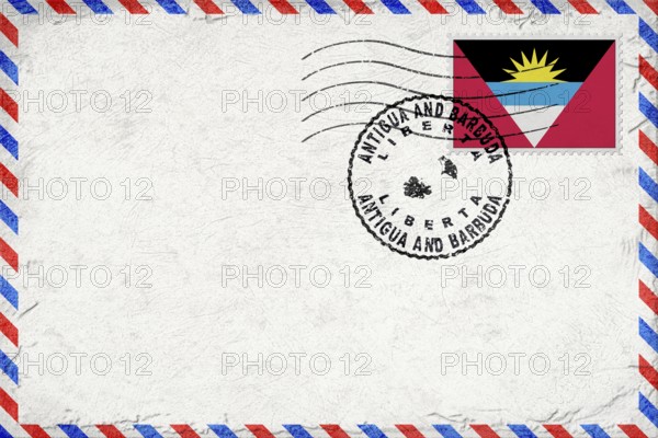 Antigua and Barbuda Liberta Vintage Air Mail Envelope with Flag and Postmark