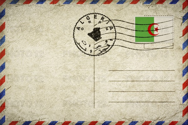 Algeria Oran Vintage Air Mail Envelope with Flag and Postmark