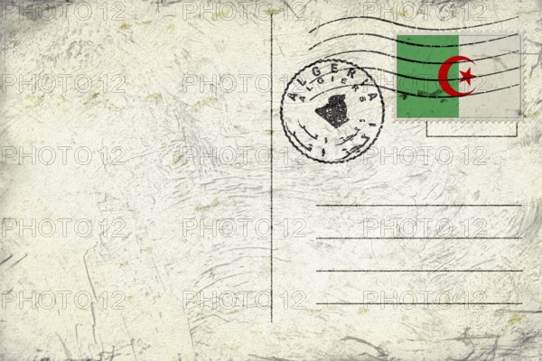Algeria Algiers Old Style Mail Envelope with Flag and Postmark