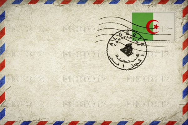 Algeria Constantine Vintage Air Mail Envelope with Flag and Postmark
