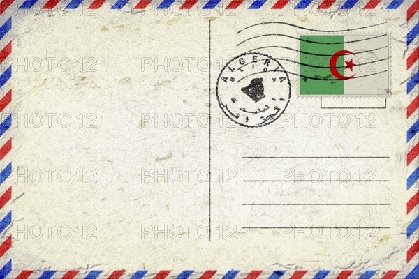 Algeria Blida Vintage Air Mail Envelope with Flag and Postmark
