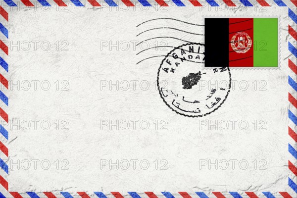 Afghanistan Kandahar Vintage Air Mail Envelope with Flag and Postmark