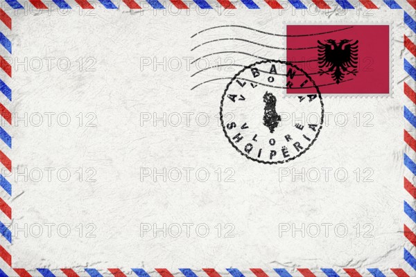 Albania Vlora Vintage Air Mail Envelope with Flag and Postmark