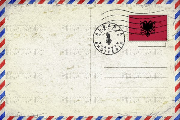 Albania Elbasan Vintage Air Mail Envelope with Flag and Postmark