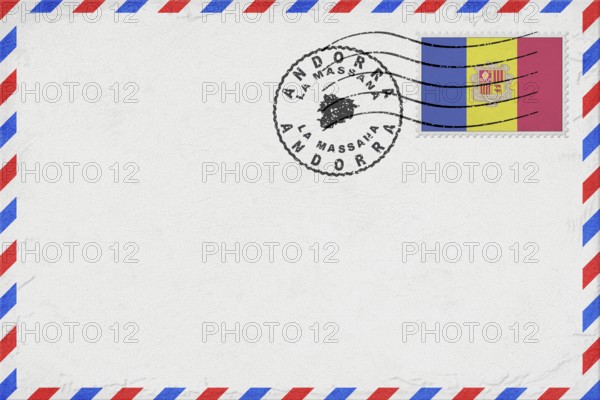 Andorra La Massana Vintage Air Mail Envelope with Flag and Postmark