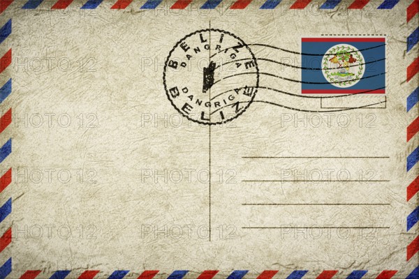 Belize Dangriga Vintage Air Mail Envelope with Flag and Postmark