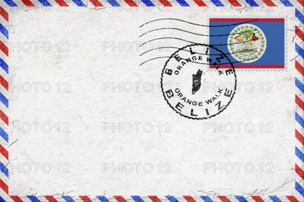 Belize Orange Walk Vintage Air Mail Envelope with Flag and Postmark