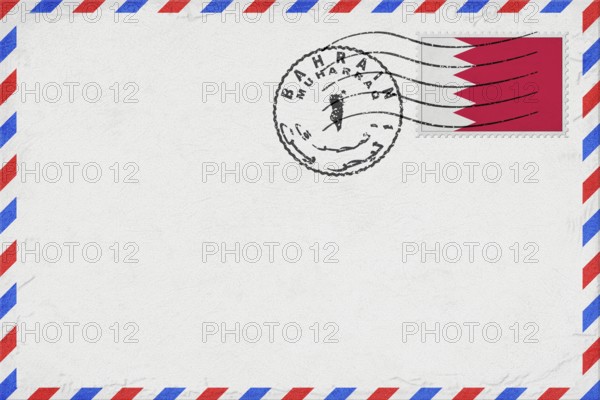 Bahrain Muharraq Vintage Air Mail Envelope with Flag and Postmark