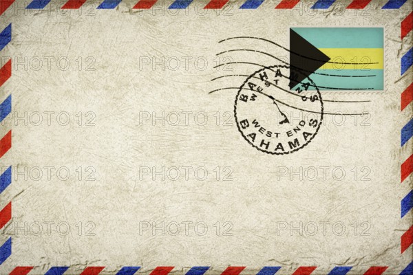 Bahamas West End Vintage Air Mail Envelope with Flag and Postmark