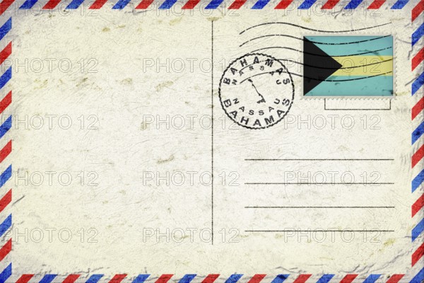 Bahamas Nassau Vintage Air Mail Envelope with Flag and Postmark
