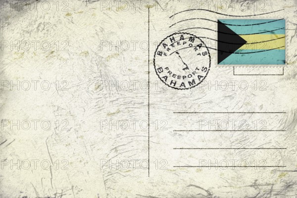 Bahamas Freeport Old Style Mail Envelope with Flag and Postmark