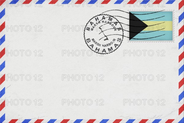 Bahamas Marsh Harbour Vintage Air Mail Envelope with Flag and Postmark