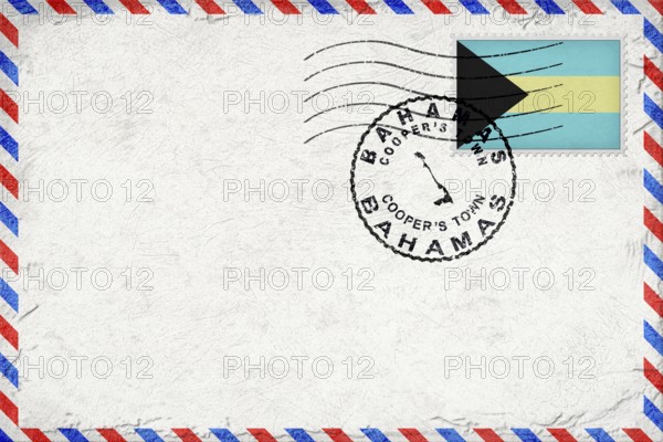Bahamas Coopers Town Vintage Air Mail Envelope with Flag and Postmark