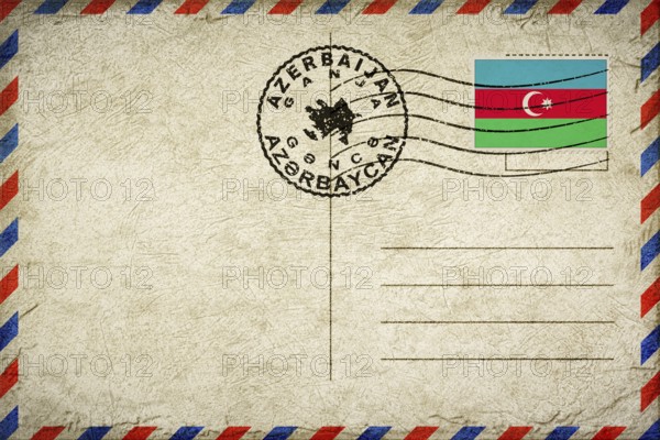 Azerbaijan Ganja Vintage Air Mail Envelope with Flag and Postmark