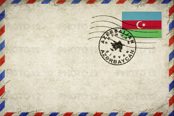 Azerbaijan Shirvan Vintage Air Mail Envelope with Flag and Postmark