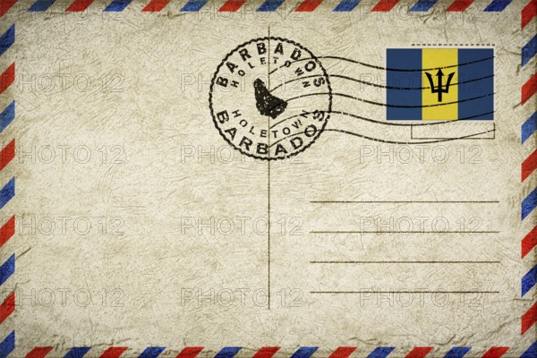 Barbados Holetown Vintage Air Mail Envelope with Flag and Postmark