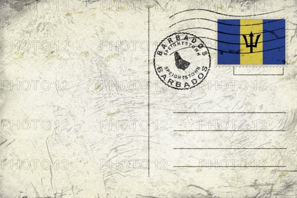 Barbados Speightstown Old Style Mail Envelope with Flag and Postmark