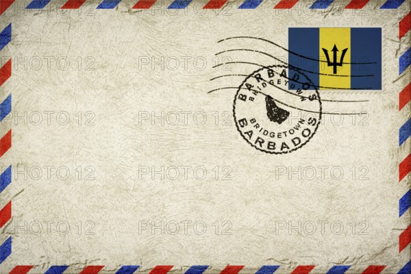 Barbados Bridgetown Vintage Air Mail Envelope with Flag and Postmark
