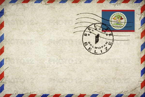 Belize Belmopan Vintage Air Mail Envelope with Flag and Postmark
