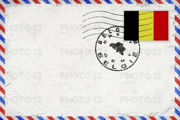 Belgium Ghent Vintage Air Mail Envelope with Flag and Postmark