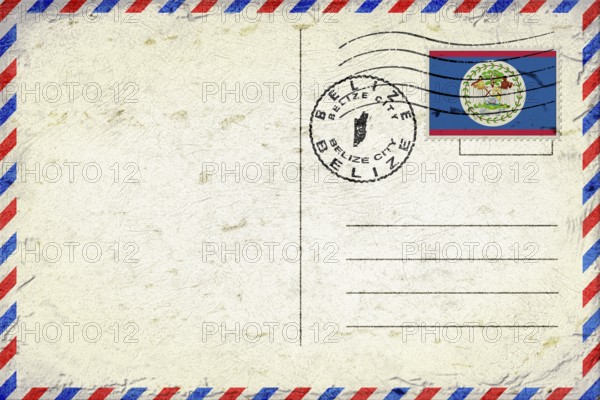 Belize Belize City Vintage Air Mail Envelope with Flag and Postmark