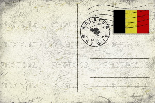 Belgium Liege Old Style Mail Envelope with Flag and Postmark