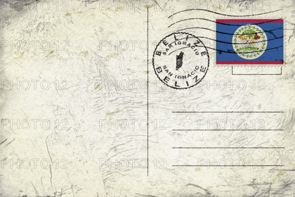 Belize San Ignacio Old Style Mail Envelope with Flag and Postmark