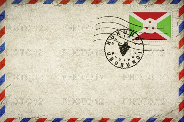 Burundi Muyinga Vintage Air Mail Envelope with Flag and Postmark