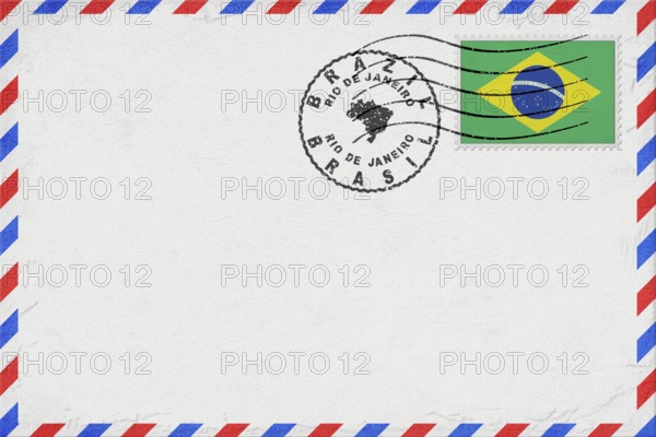 Brazil Rio de Janeiro Vintage Air Mail Envelope with Flag and Postmark