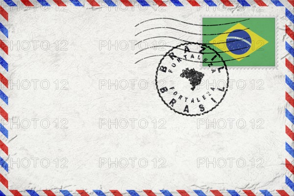 Brazil Fortaleza Vintage Air Mail Envelope with Flag and Postmark
