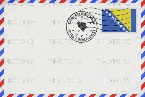 Bosnia and Herzegovina Tuzla Vintage Air Mail Envelope with Flag and Postmark