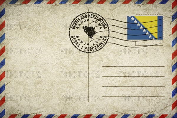 Bosnia and Herzegovina Banja Luka Vintage Air Mail Envelope with Flag and Postmark