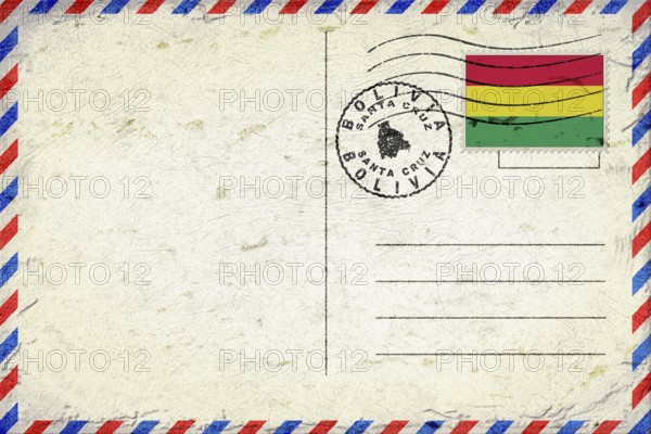 Bolivia Santa Cruz Vintage Air Mail Envelope with Flag and Postmark