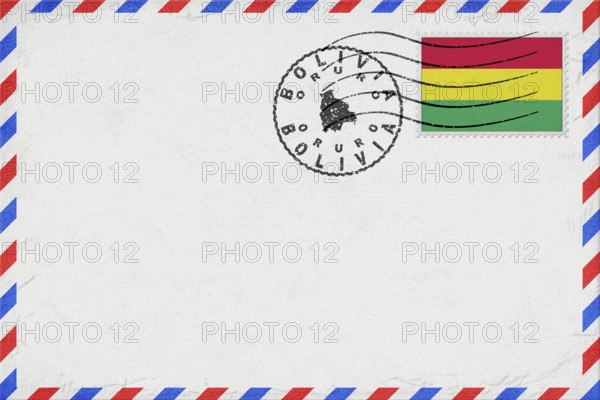 Bolivia Oruro Vintage Air Mail Envelope with Flag and Postmark