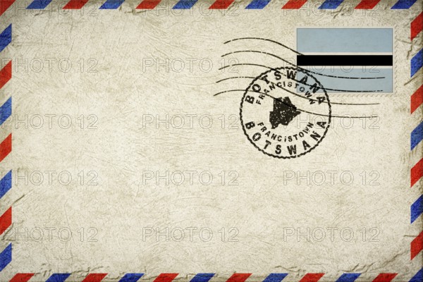 Botswana Francistown Vintage Air Mail Envelope with Flag and Postmark