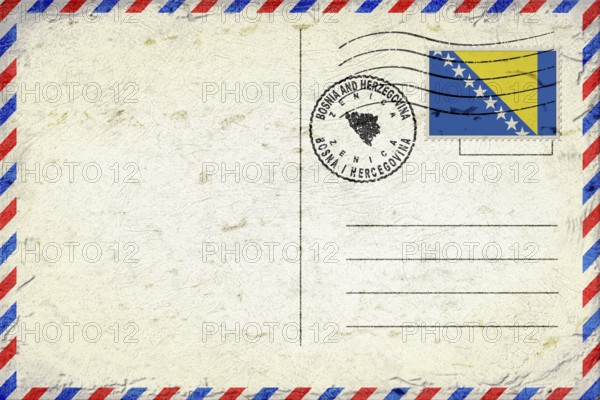 Bosnia and Herzegovina Zenica Vintage Air Mail Envelope with Flag and Postmark