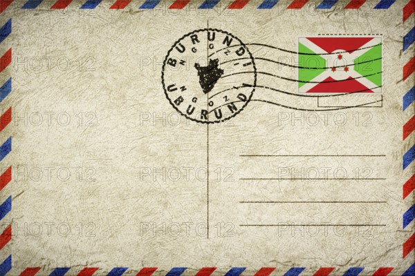 Burundi Ngozi Vintage Air Mail Envelope with Flag and Postmark