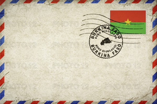 Burkina Faso Bobo Dioulasso Vintage Air Mail Envelope with Flag and Postmark