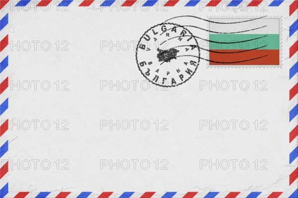Bulgaria Varna Vintage Air Mail Envelope with Flag and Postmark