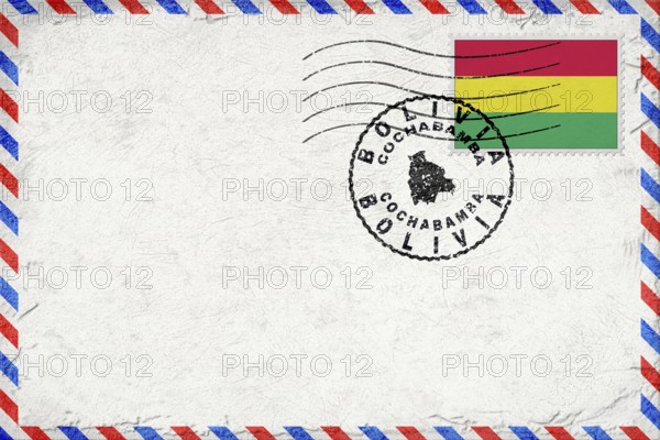 Bolivia Cochabamba Vintage Air Mail Envelope with Flag and Postmark