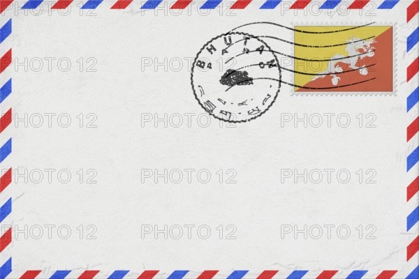 Bhutan Paro Vintage Air Mail Envelope with Flag and Postmark