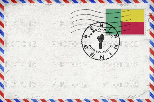 Benin Porto Novo Vintage Air Mail Envelope with Flag and Postmark