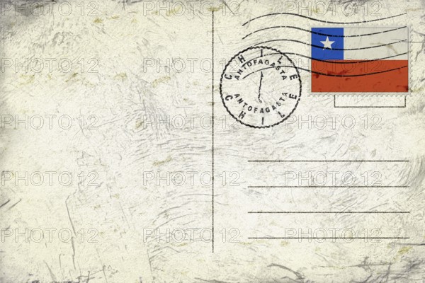 Chile Antofagasta Old Style Mail Envelope with Flag and Postmark
