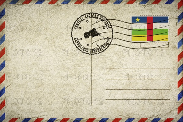 Central African Republic Bolo Vintage Air Mail Envelope with Flag and Postmark