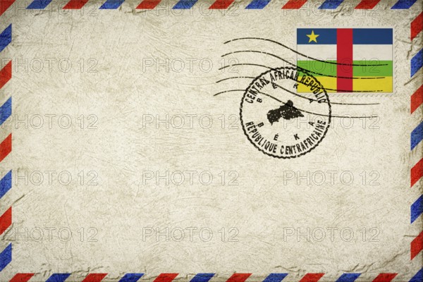 Central African Republic Beka Vintage Air Mail Envelope with Flag and Postmark