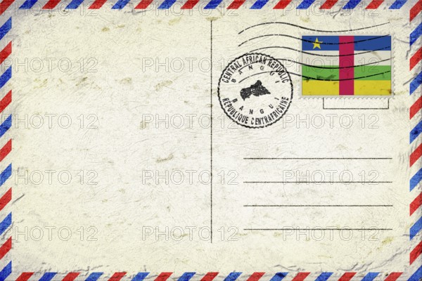 Central African Republic Bangui Vintage Air Mail Envelope with Flag and Postmark