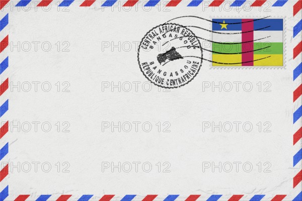 Central African Republic Bangassou Vintage Air Mail Envelope with Flag and Postmark