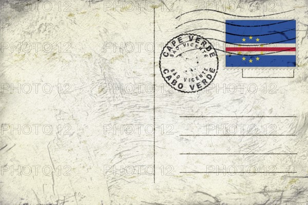 Cape Verde Sao Vicente Old Style Mail Envelope with Flag and Postmark