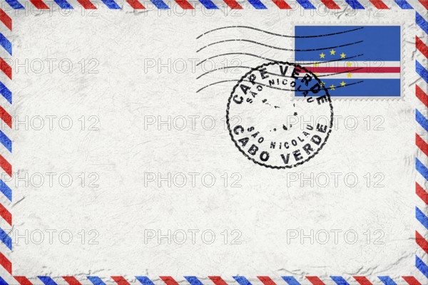 Cape Verde Sao Nicolau Vintage Air Mail Envelope with Flag and Postmark