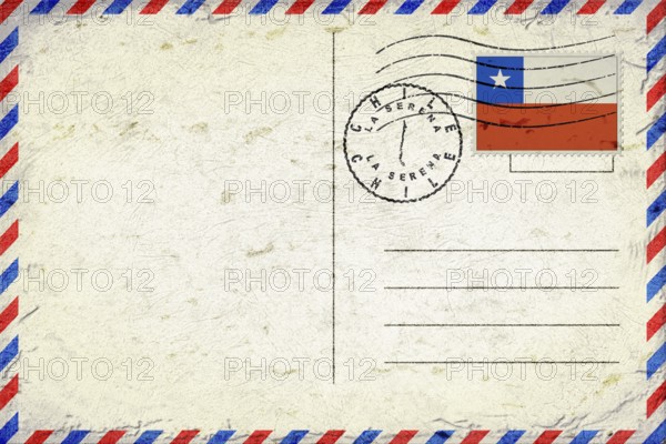 Chile La Serena Vintage Air Mail Envelope with Flag and Postmark